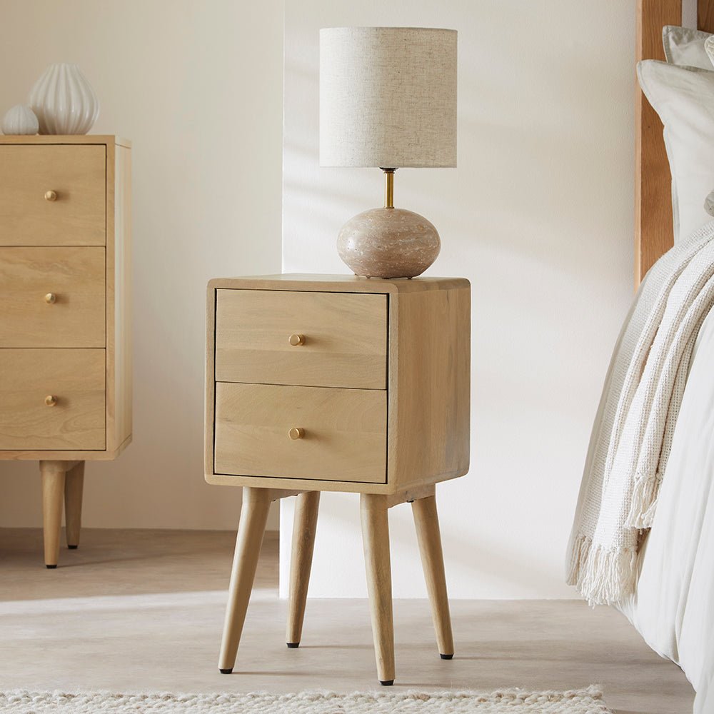 Scandinavian Light Oak Logan Narrow Bedside Table - Miola