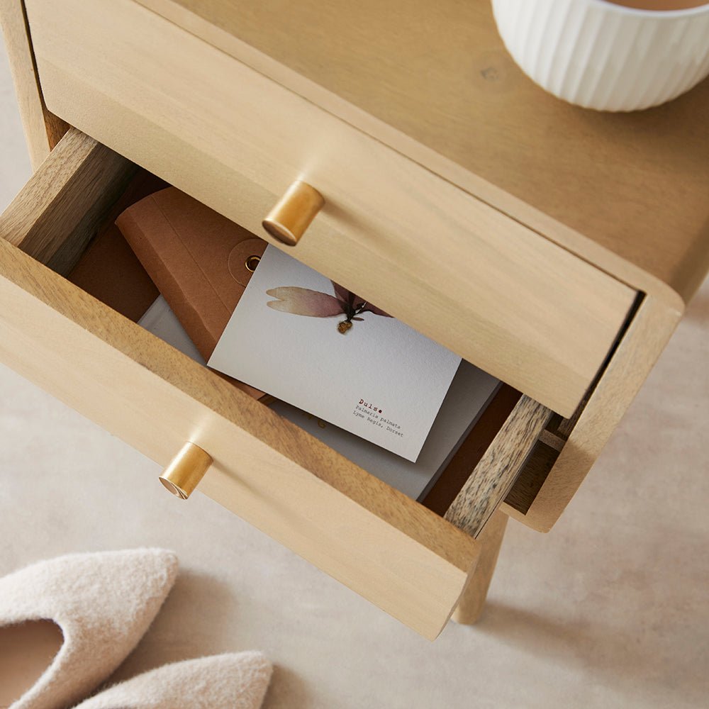 Scandinavian Light Oak Logan Narrow Bedside Table - Miola