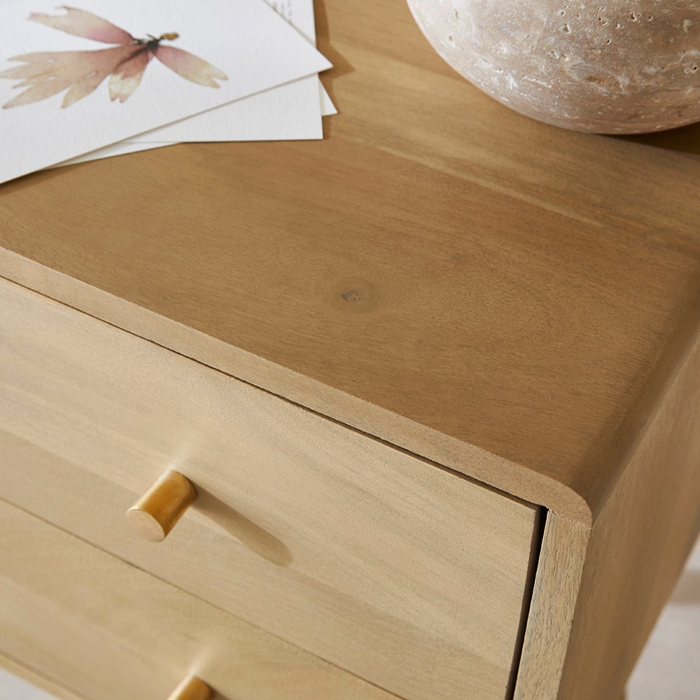 Scandinavian Light Oak Logan Narrow Bedside Table - Miola