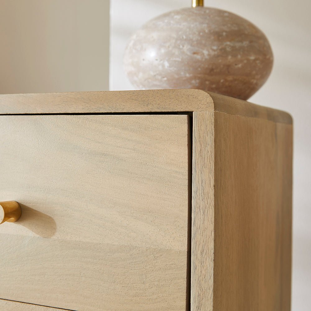 Scandinavian Light Oak Logan Narrow Bedside Table - Miola