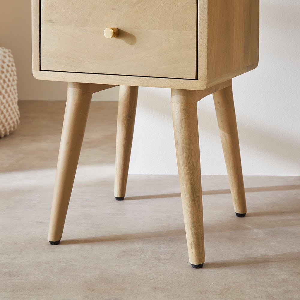 Scandinavian Light Oak Logan Narrow Bedside Table - Miola