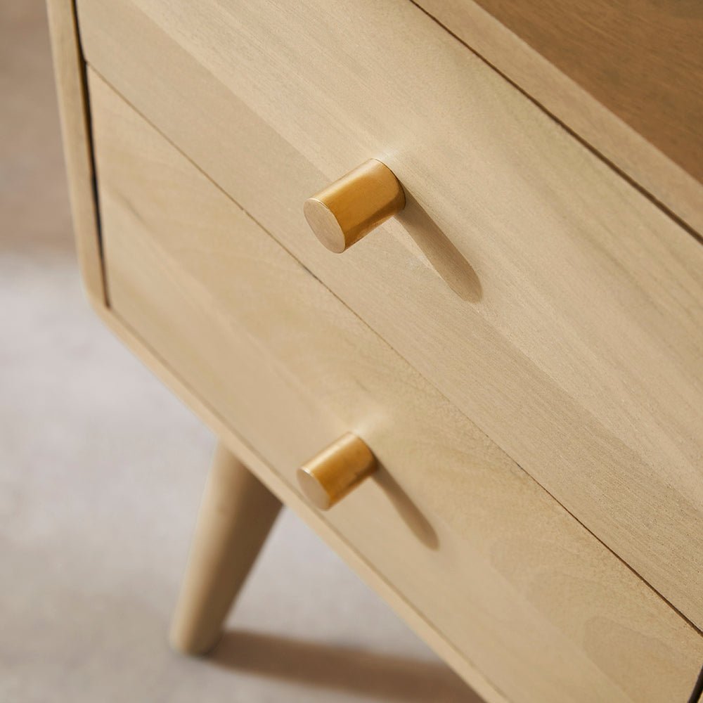 Scandinavian Light Oak Logan Narrow Bedside Table - Miola