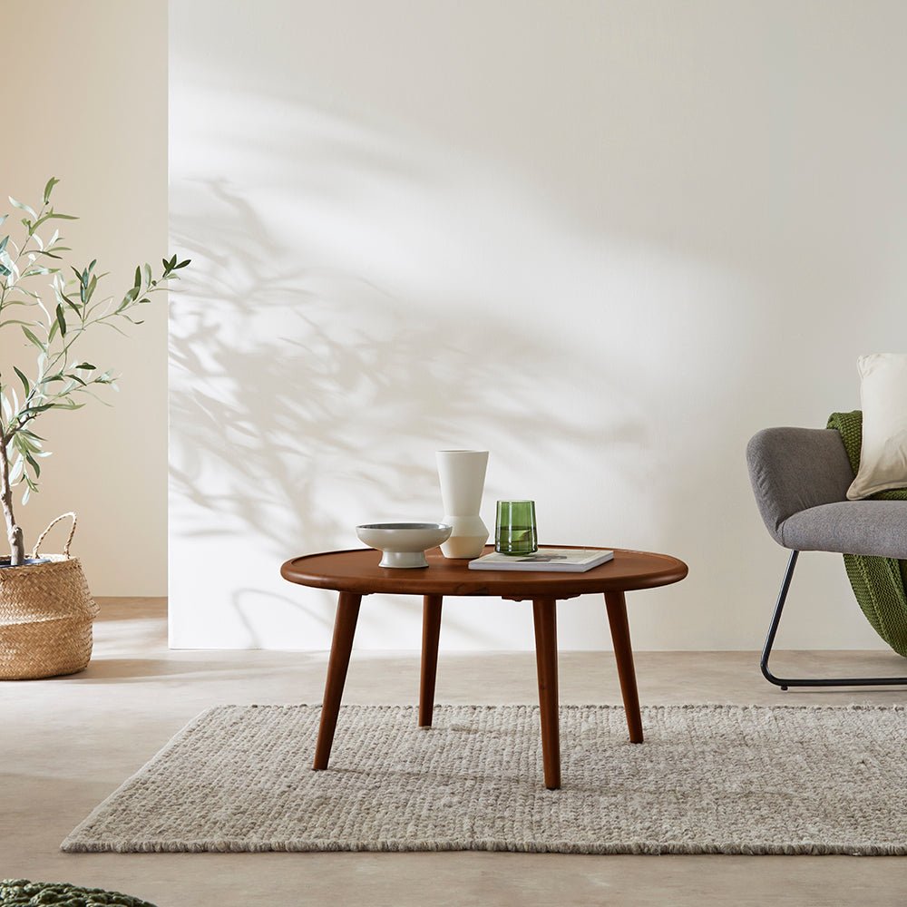 Scandinavian Walnut Round Coffee Table - Miola