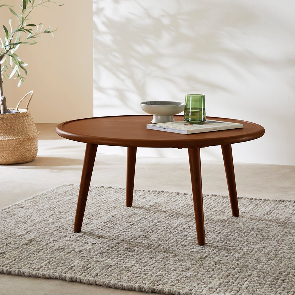 Scandinavian Walnut Round Coffee Table - Miola