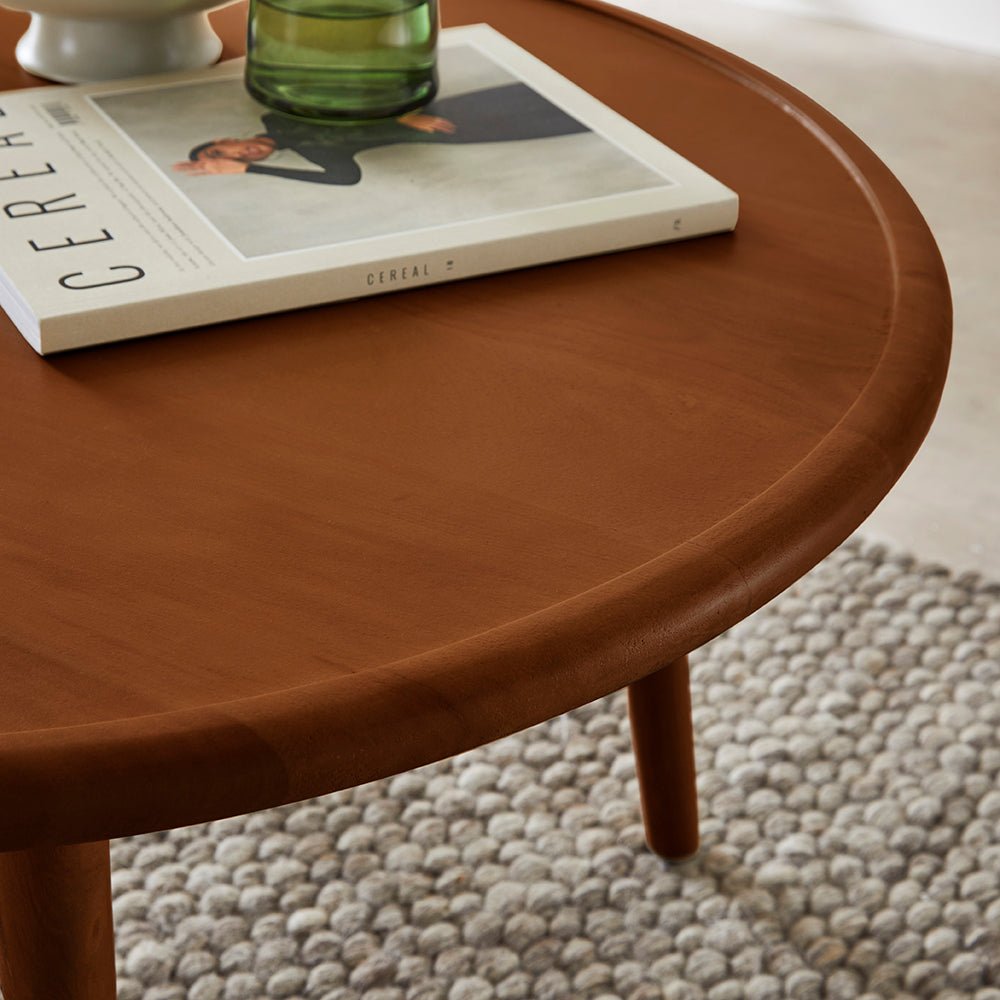 Scandinavian Walnut Round Coffee Table - Miola