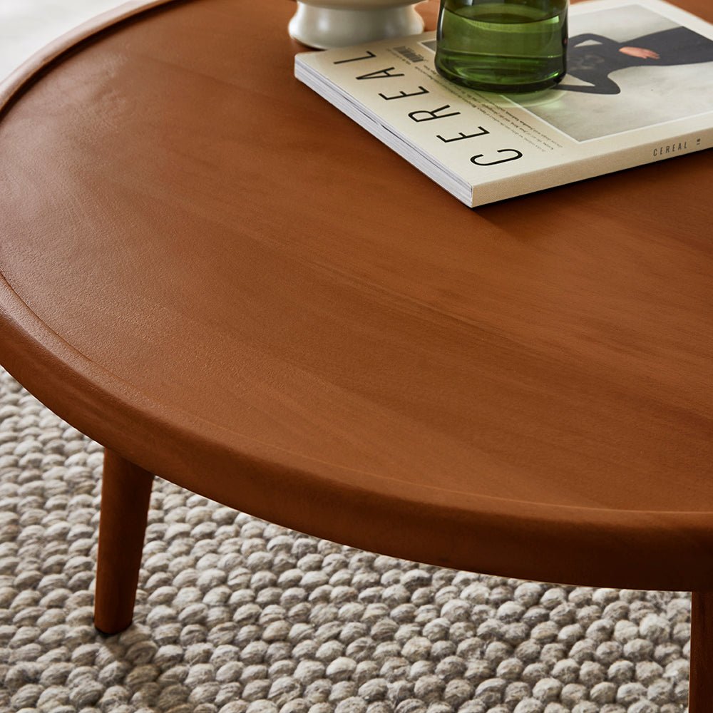 Scandinavian Walnut Round Coffee Table - Miola