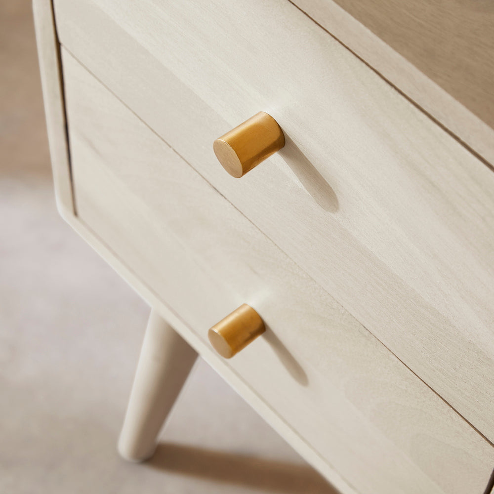 Minimalist Mango Wood White Logan Narrow Bedside Table - Miola