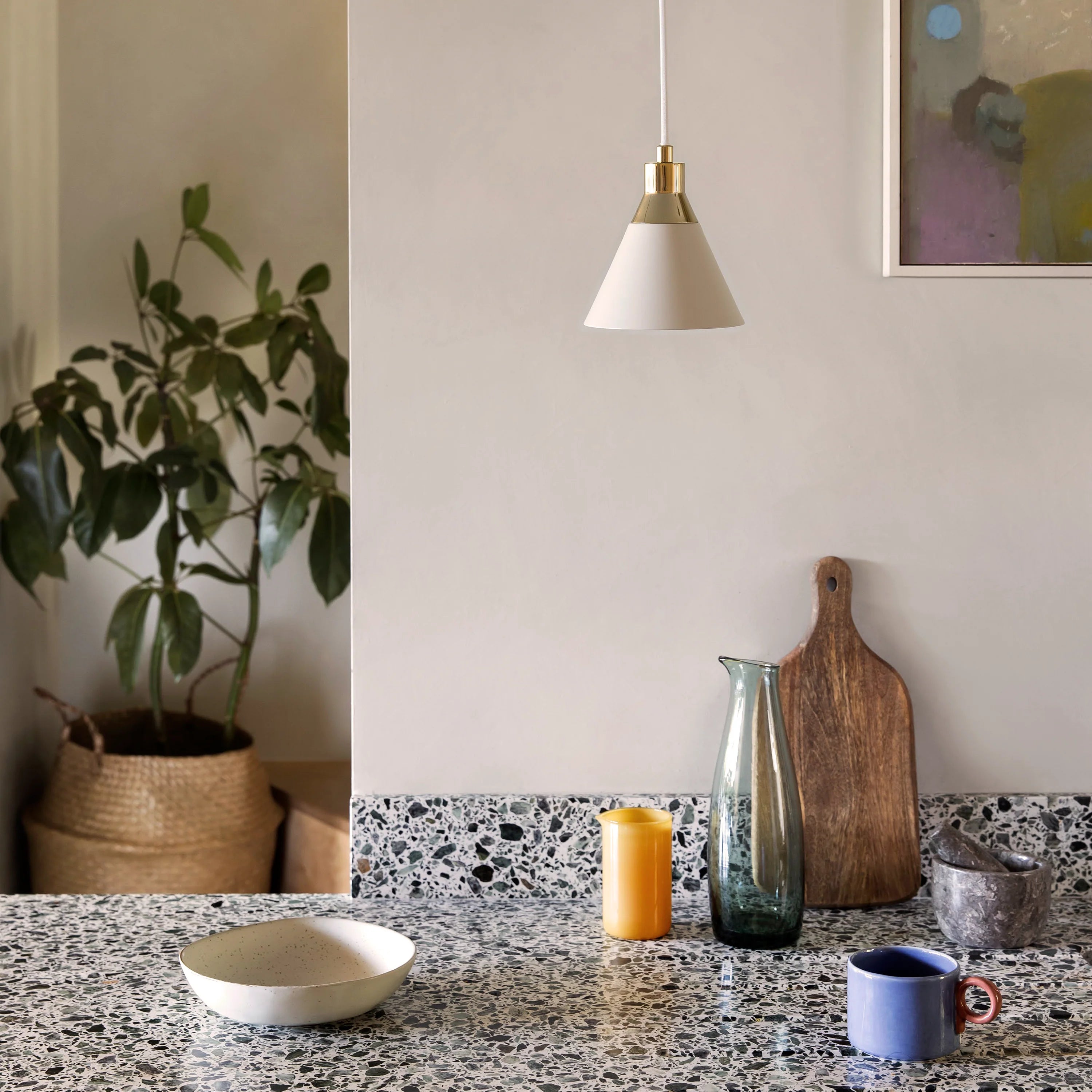 Sand grey cone pendant ceiling light - Miola