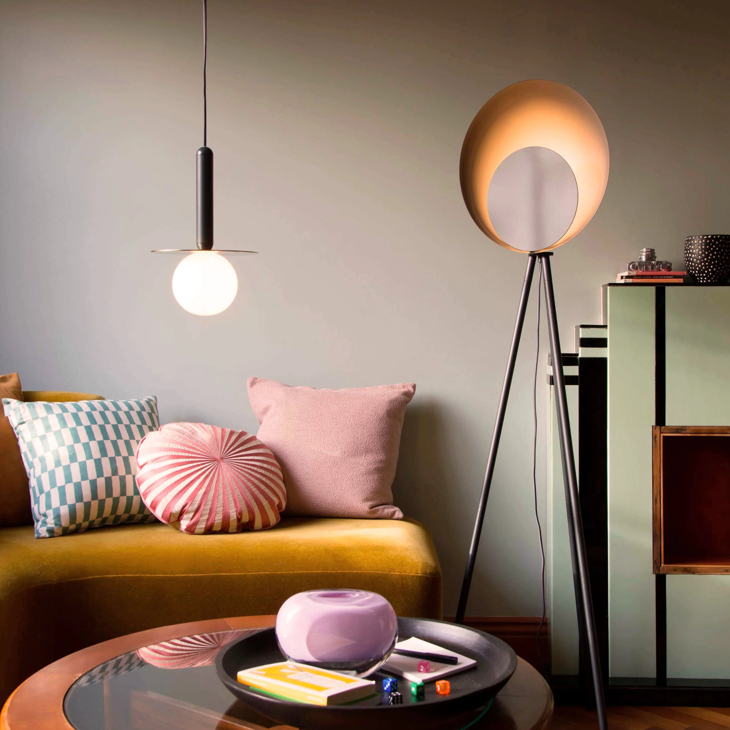 Charcoal grey diffuser floor lamp - Miola