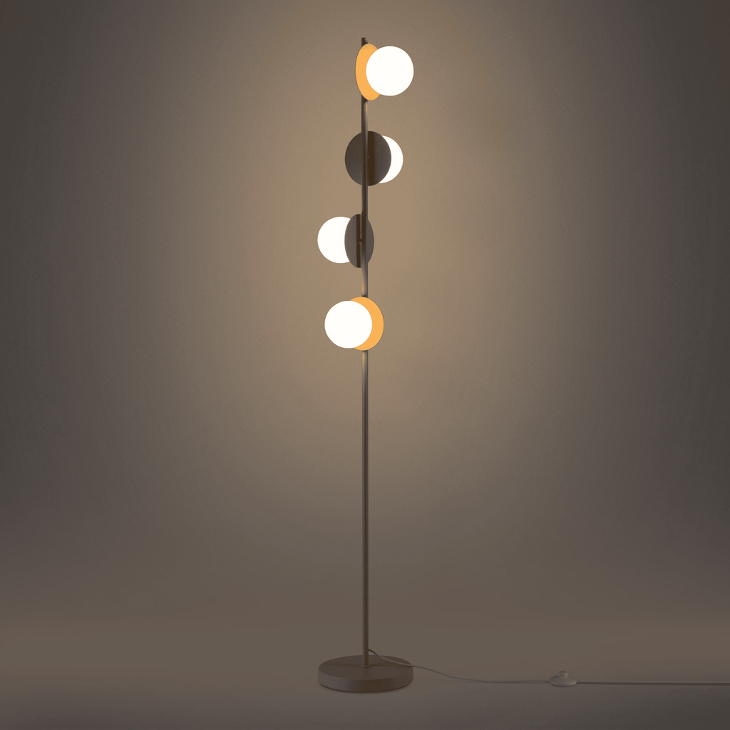 Sand grey opal disk floor lamp - Miola