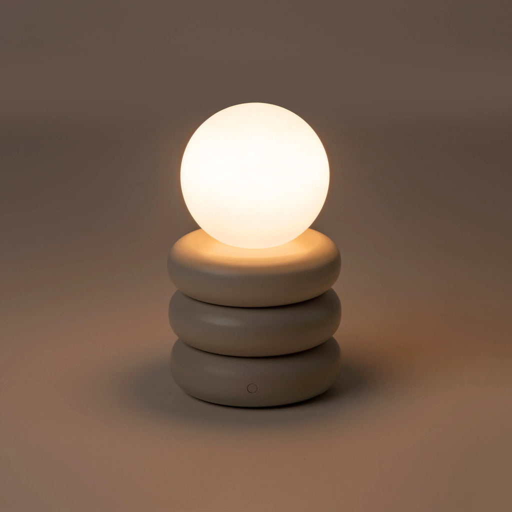Sand grey tube cordless table lamp - Miola
