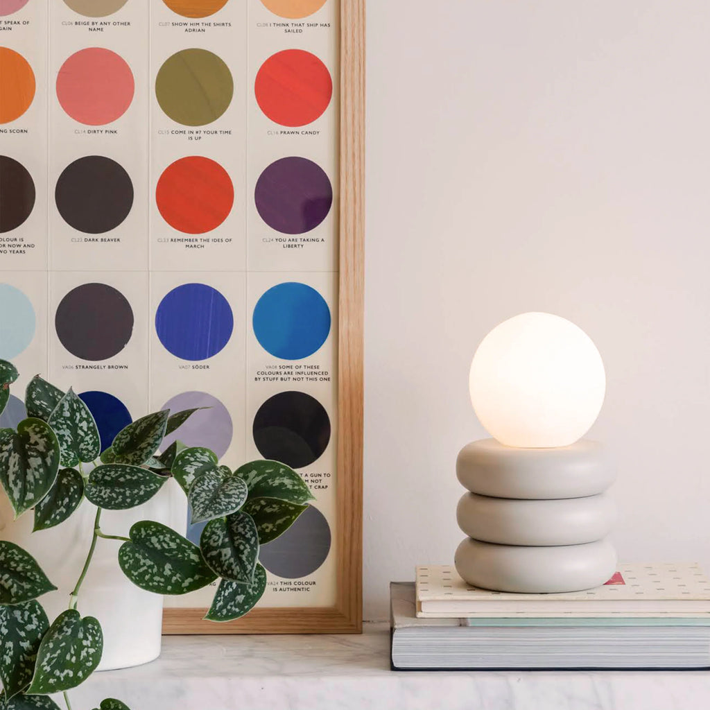 Sand grey tube cordless table lamp - Miola