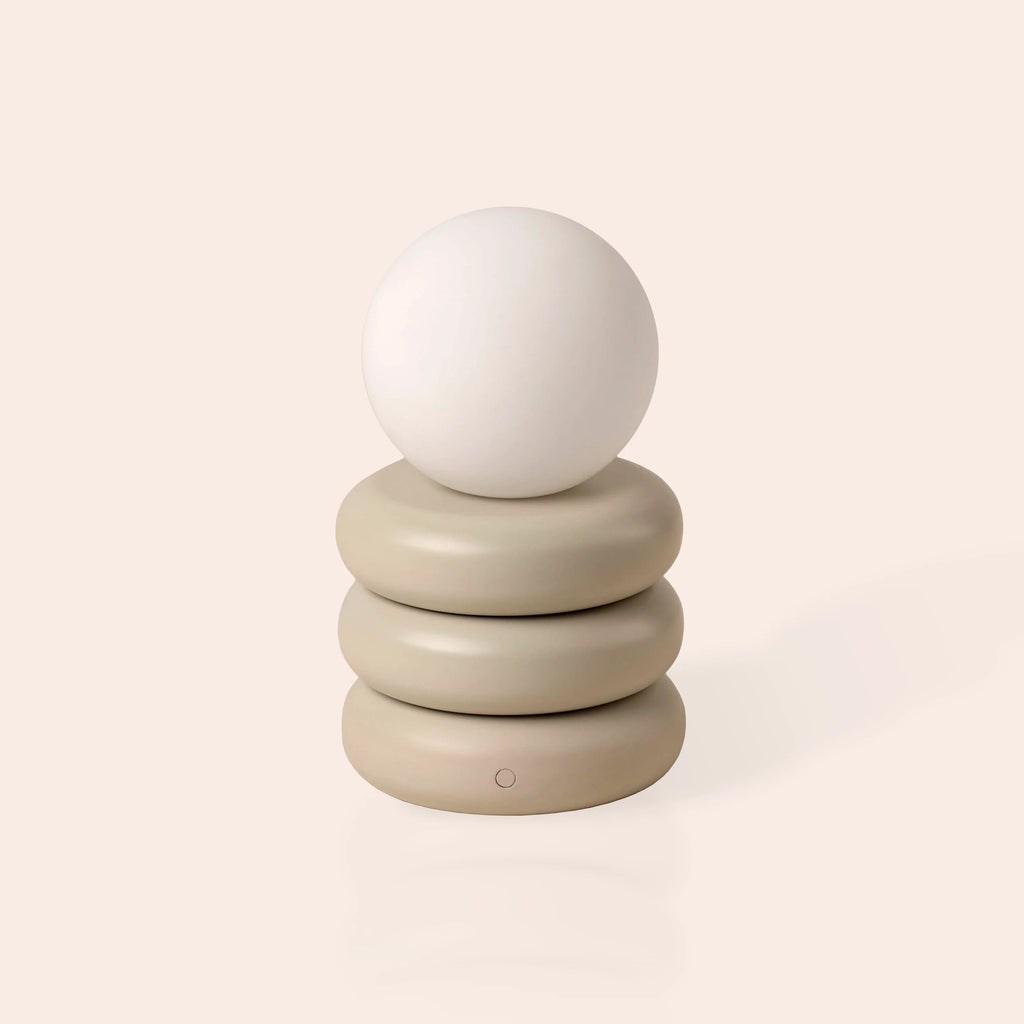 Sand grey tube cordless table lamp - Miola