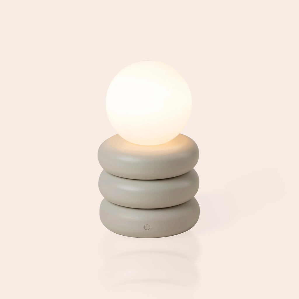 Sand grey tube cordless table lamp - Miola