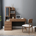 SK21 Office Desk With Side Storage, Rosewood & Gold - Miola