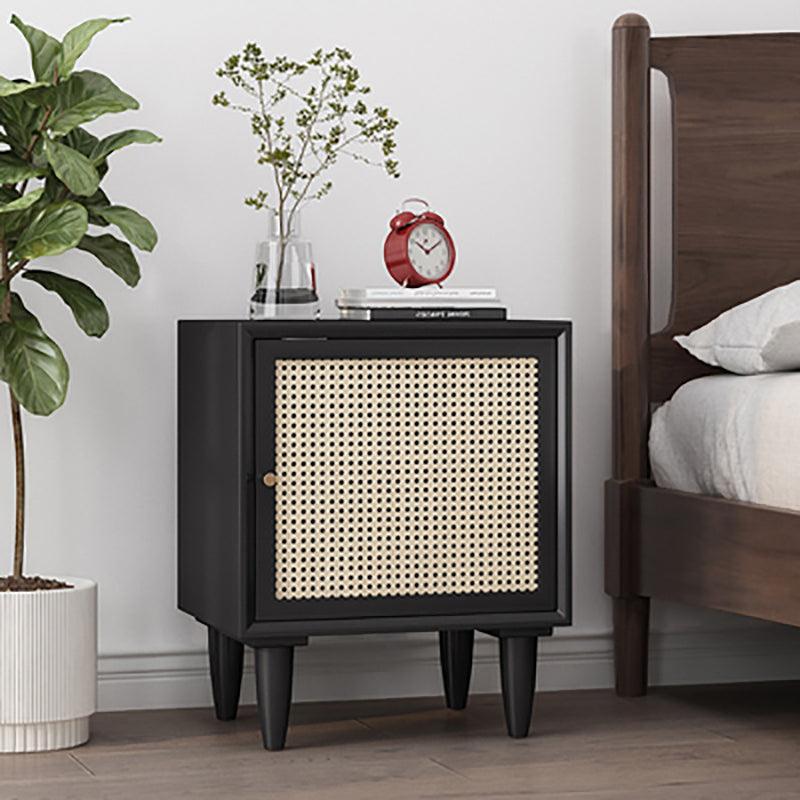 Tableau Rattan Bedside Table, Solid Wood - Miola