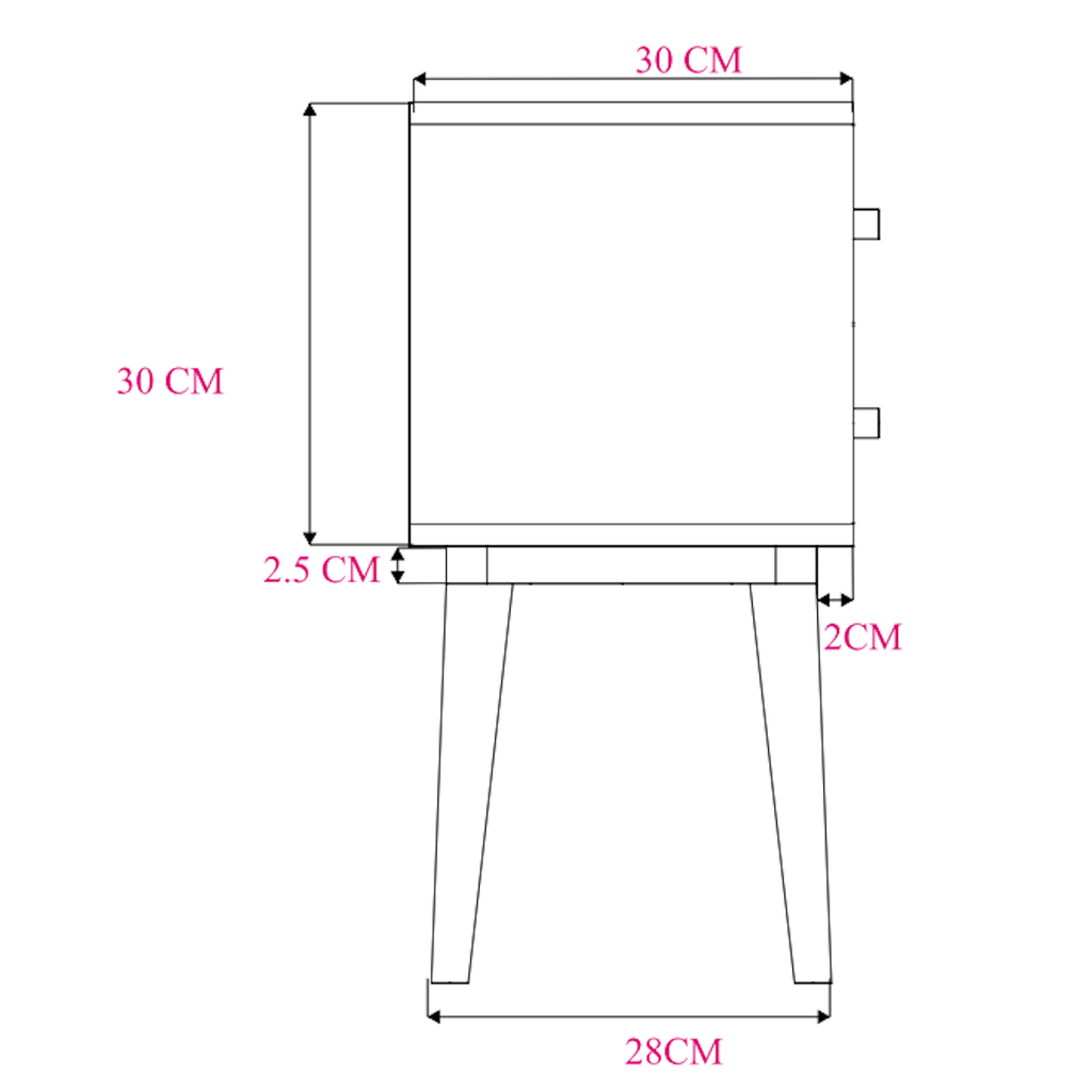 Minimalist Mango Wood White Logan Narrow Bedside Table - Miola