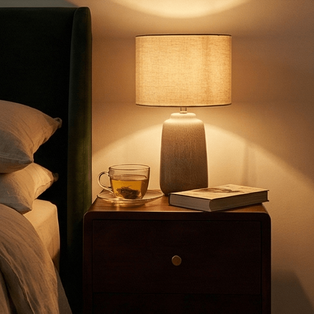 Scandinavian Walnut Logan Narrow Bedside Table - Miola