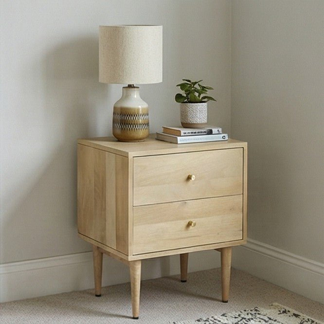 Minimalist Mango Wood Oslo Bedside Table - Miola