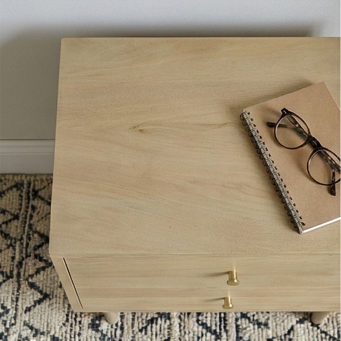 Minimalist Mango Wood Oslo Bedside Table - Miola