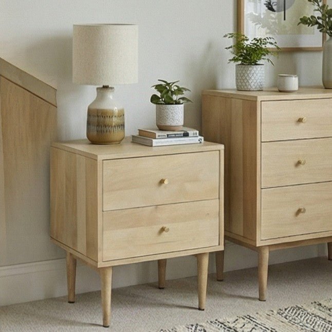 Minimalist Mango Wood Oslo Bedside Table - Miola