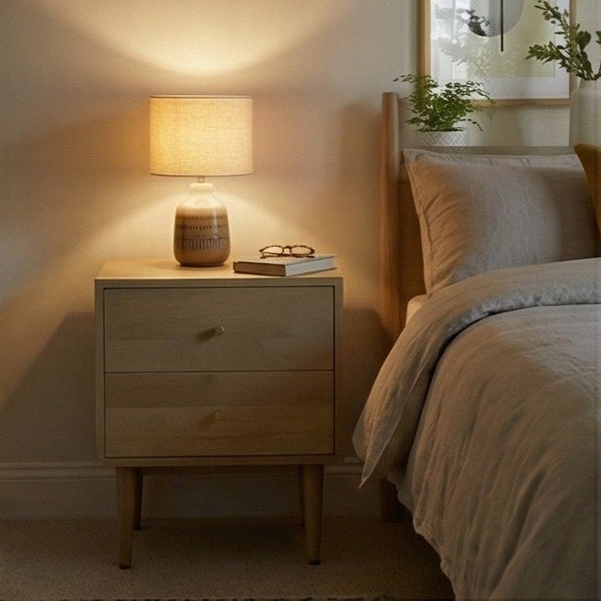 Minimalist Mango Wood Oslo Bedside Table - Miola