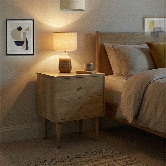 Minimalist Mango Wood Oslo Bedside Table - Miola