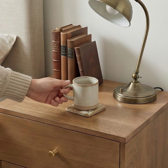 Scandinavian Light Walnut Oslo Bedside Table - Miola