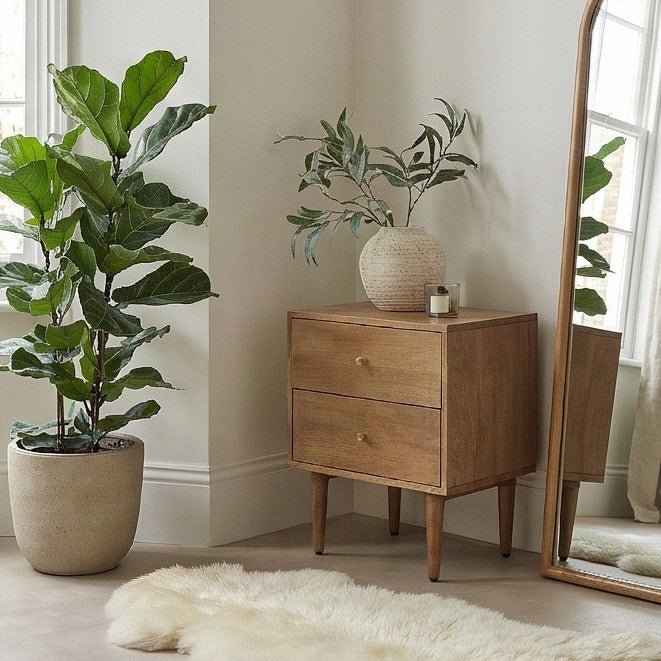 Scandinavian Light Walnut Oslo Bedside Table - Miola