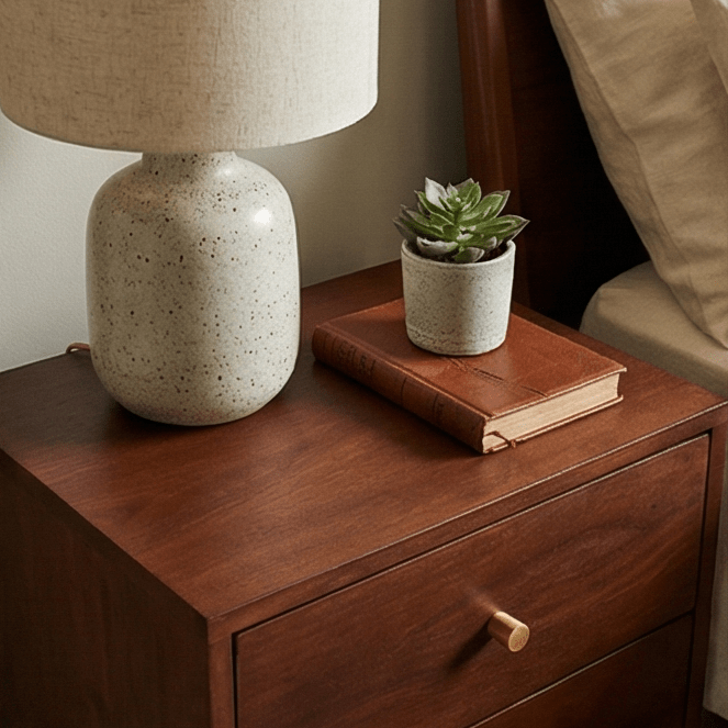Scandinavian Walnut Oslo Bedside Table - Miola