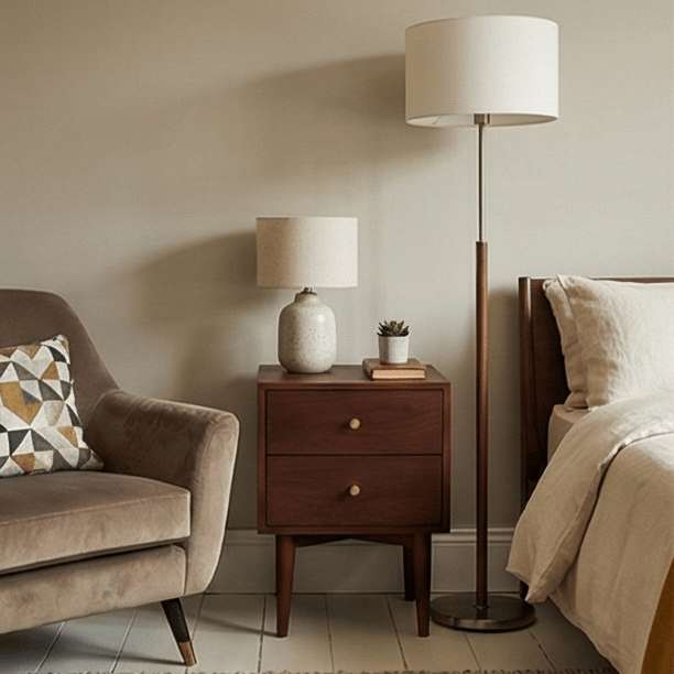 Scandinavian Walnut Oslo Bedside Table - Miola