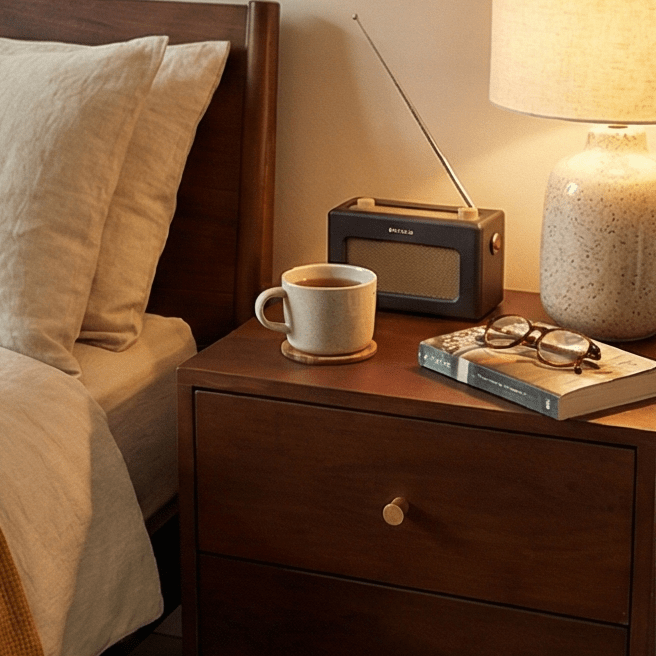 Scandinavian Walnut Oslo Bedside Table - Miola