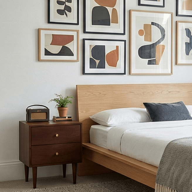 Scandinavian Walnut Oslo Bedside Table - Miola