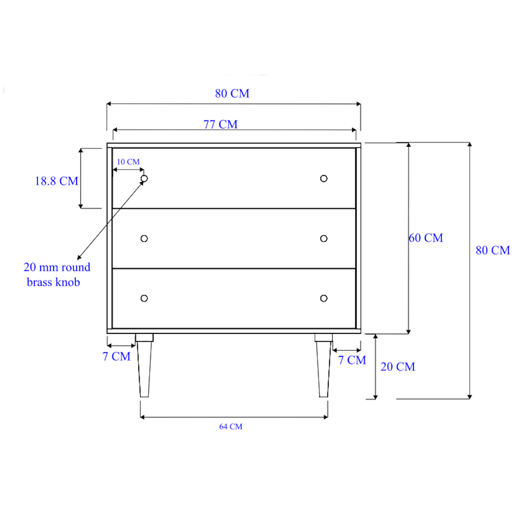 Minimalist Mango Wood Light Oak Oslo Chest of 3 Drawers - Miola