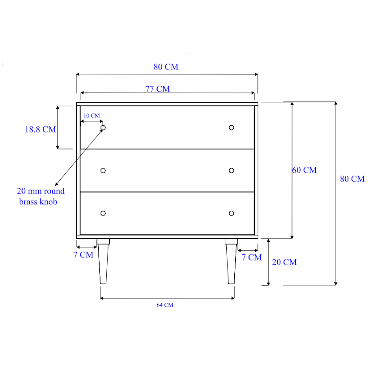 Minimalist Mango Wood Light Oak Oslo Chest of 3 Drawers - Miola