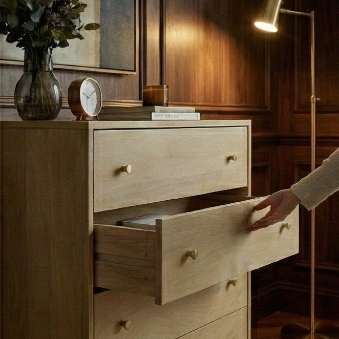 Minimalist Mango Wood Light Oak Oslo Chest of 3 Drawers - Miola