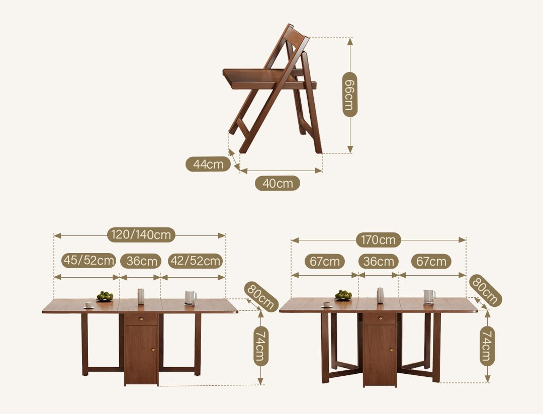 Salgado Folding Dining Table With Storage, Solid Wood - Miola