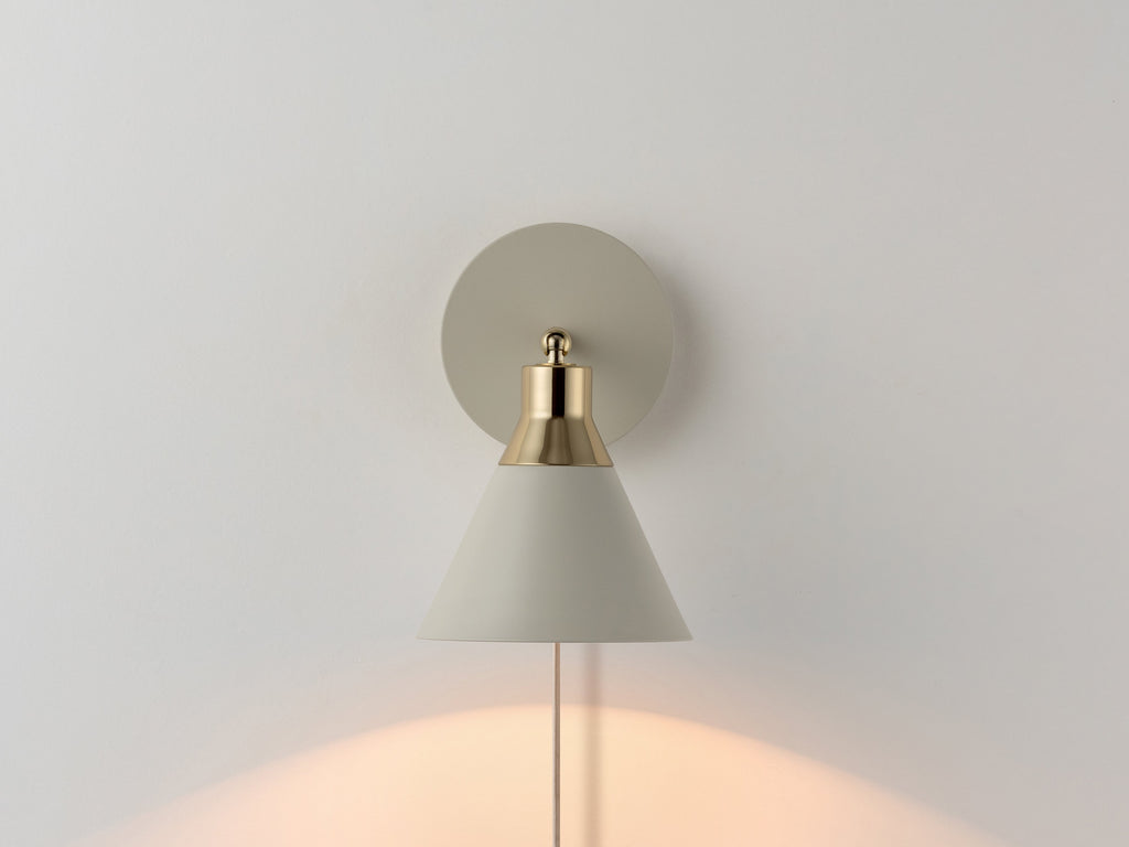 Sand Grey Cone Plug-In Wall Light - Miola