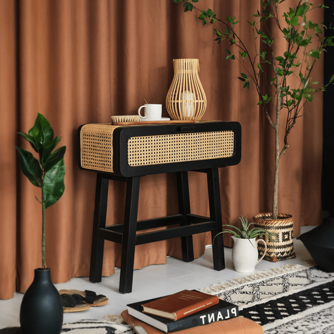 Saul Rattan Side Table, Bedside Table - Miola