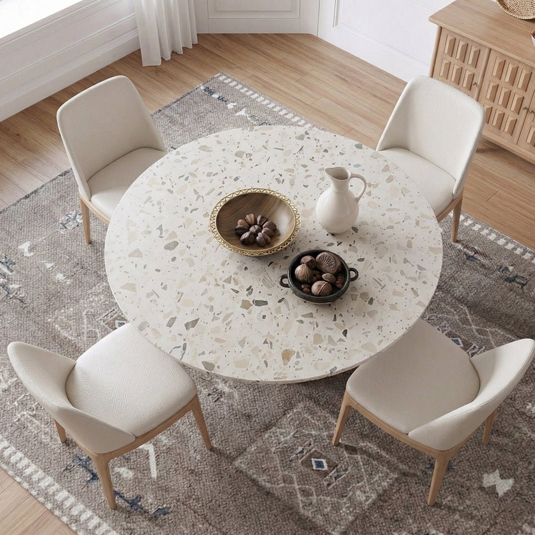 Sienna Round Dining Table, Premium Terrazzo And Wood Base - Miola