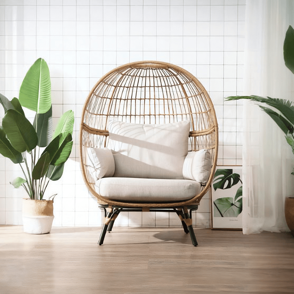 Simera Rattan Garden Ball Chair with Stand, Indoor/ Outdoor Furniture - Miola