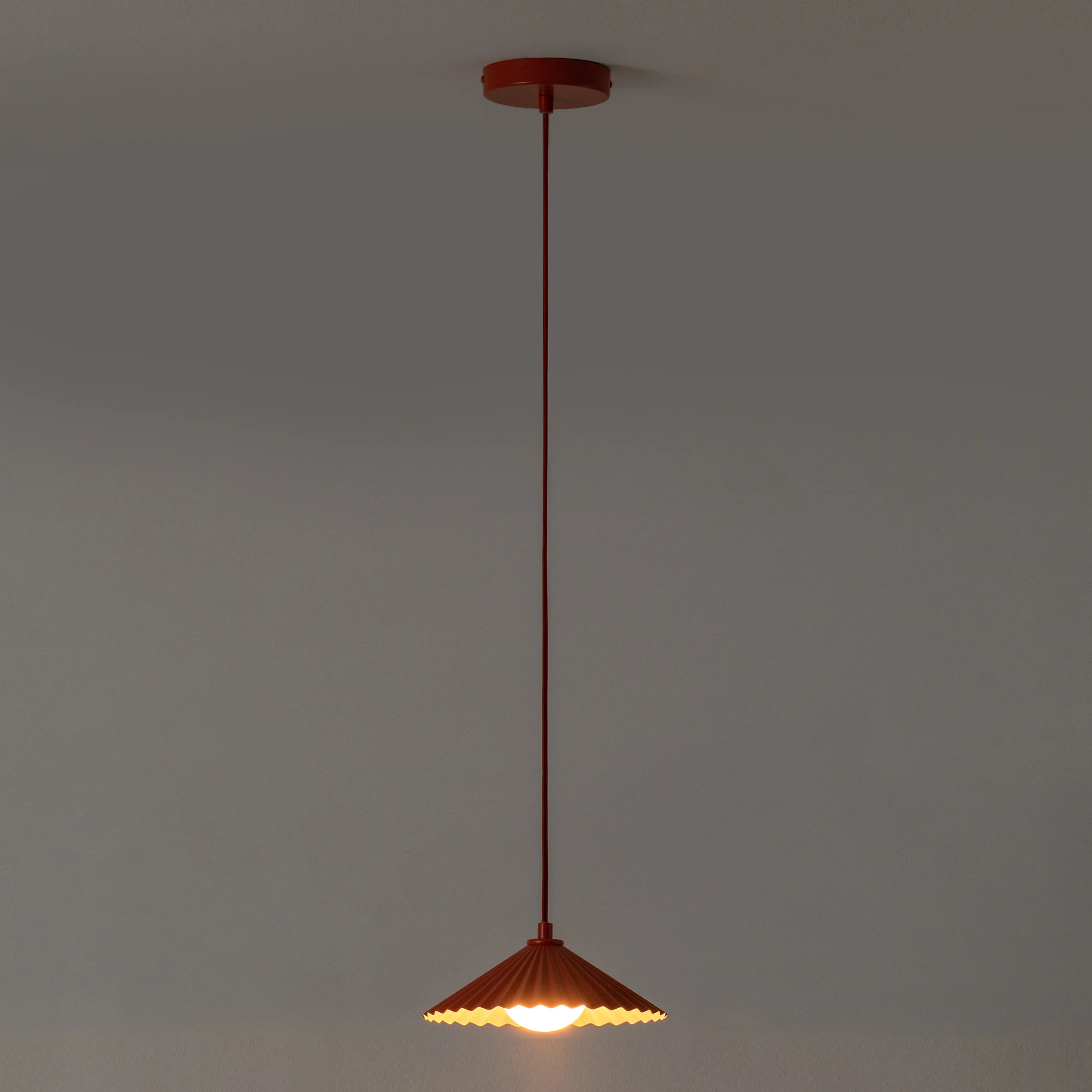 Burnt orange small pleat pendant ceiling light - Miola