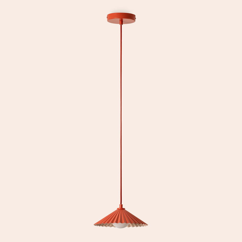 Burnt orange small pleat pendant ceiling light - Miola