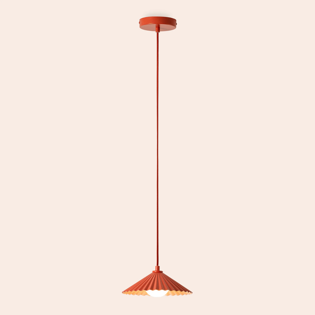 Burnt orange small pleat pendant ceiling light - Miola