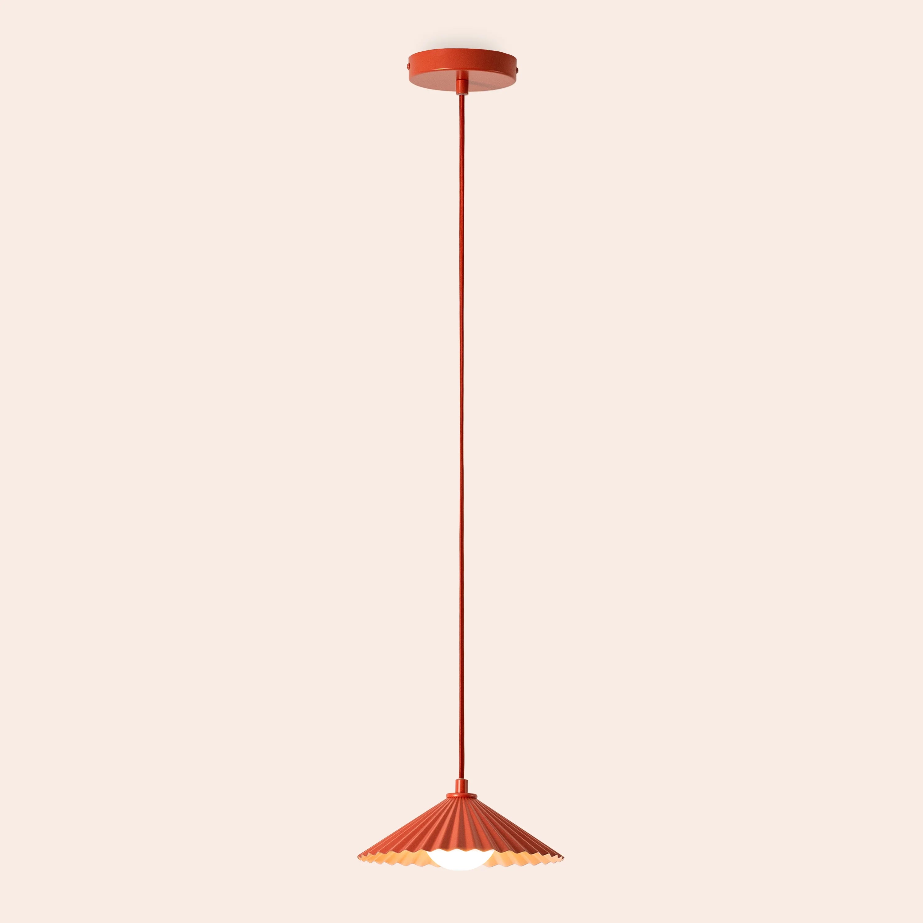 Burnt orange small pleat pendant ceiling light - Miola
