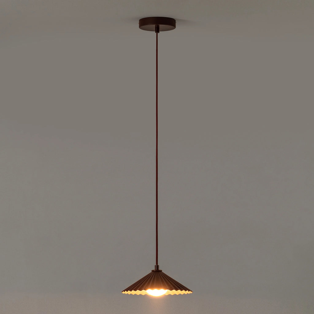Burgundy small pleat pendant ceiling light - Miola