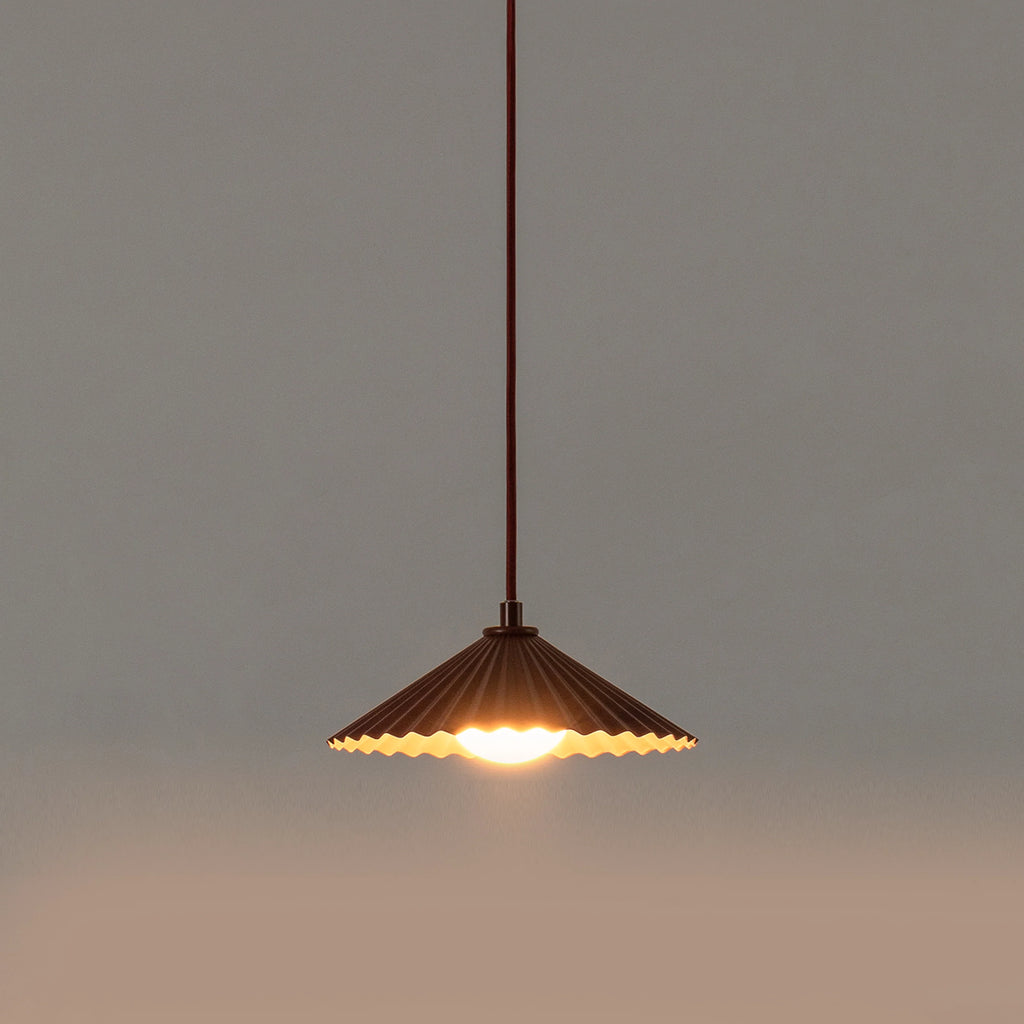 Burgundy Small Pleat Pendant Ceiling Light - Miola