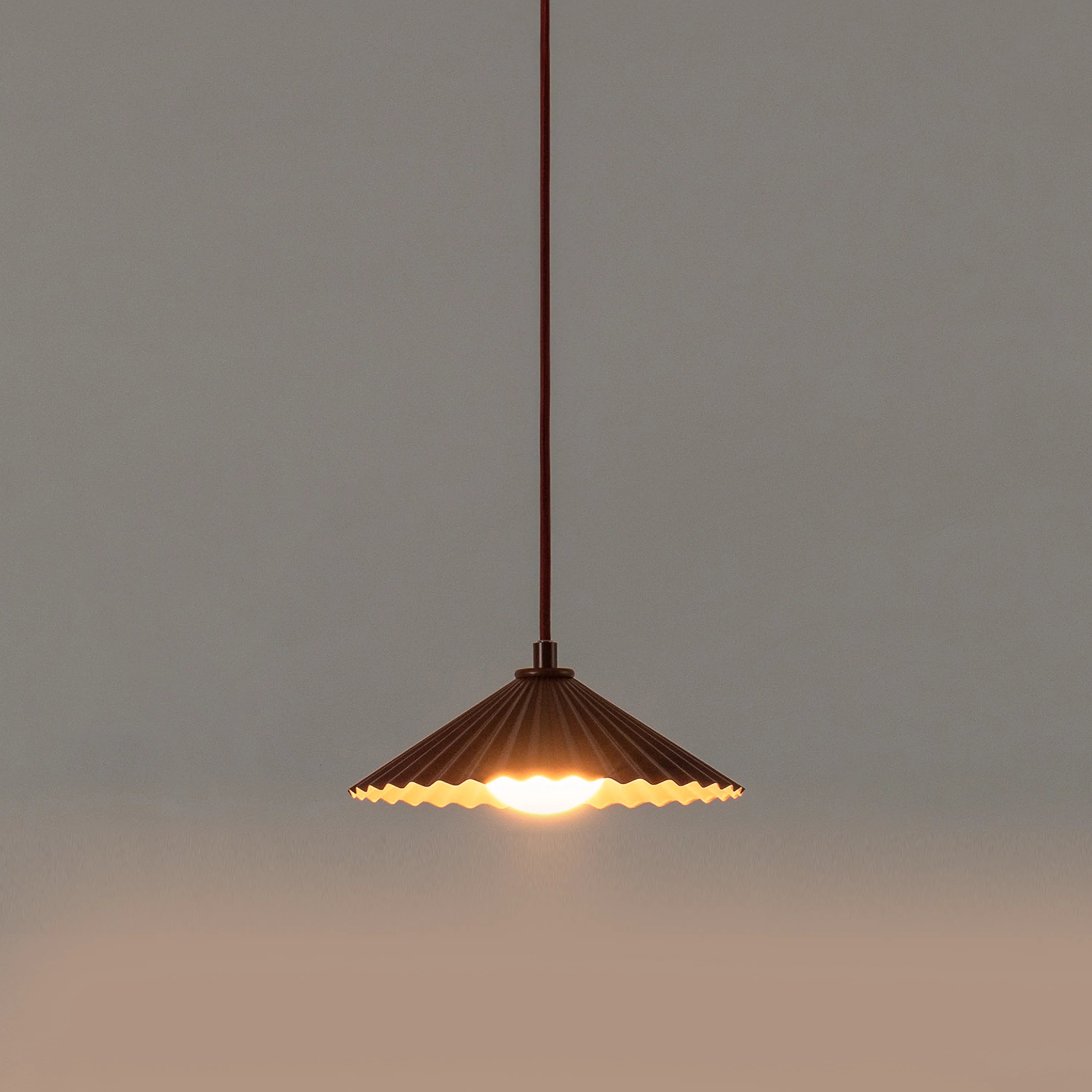 Burgundy Small Pleat Pendant Ceiling Light - Miola