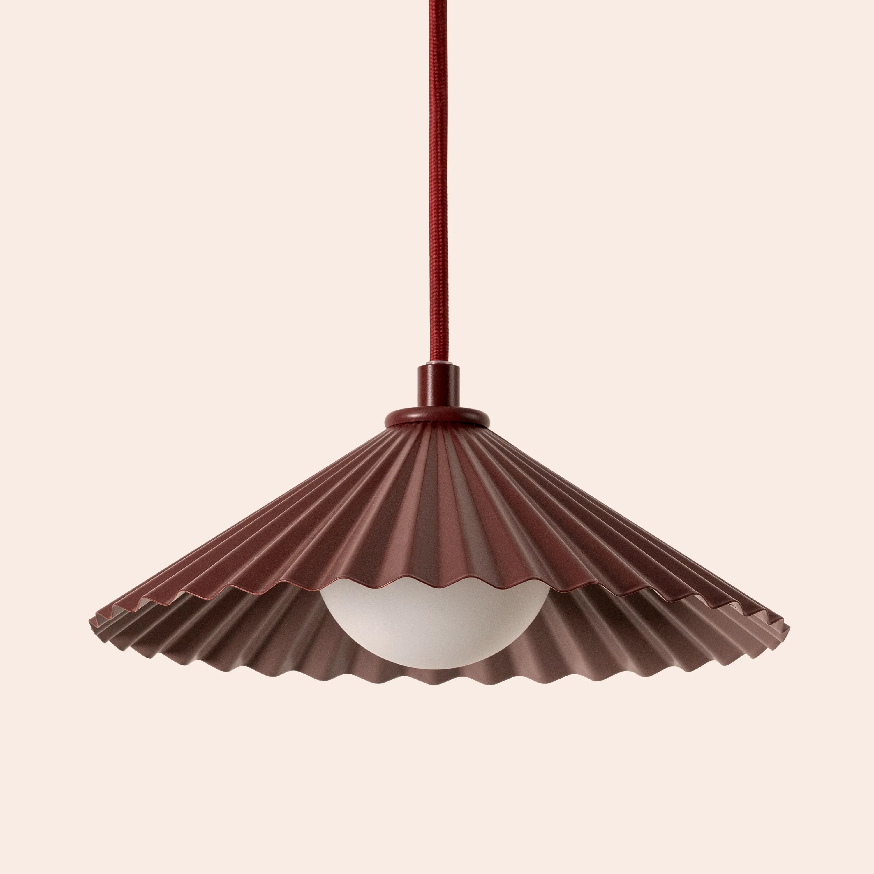 Burgundy small pleat pendant ceiling light - Miola