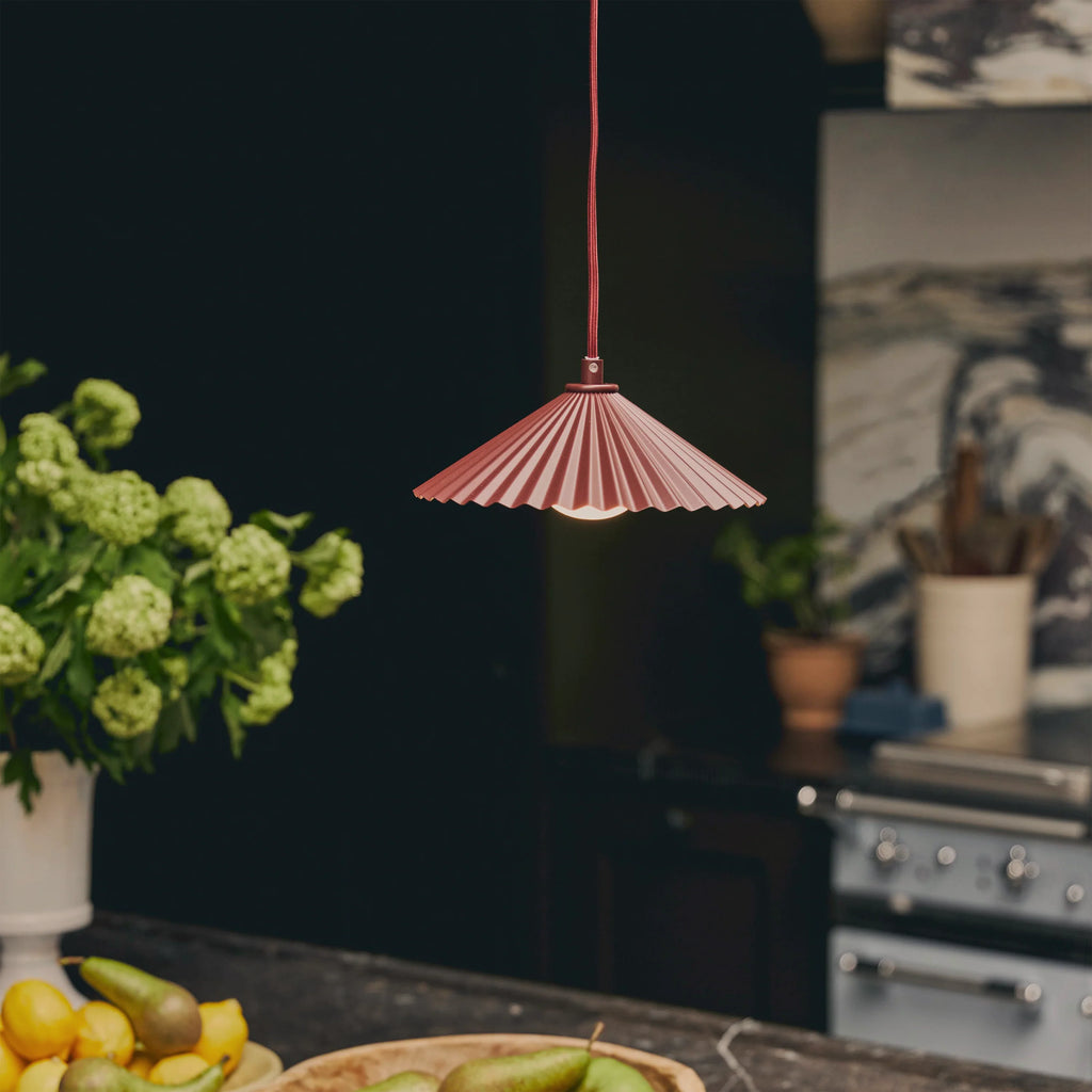 Burgundy small pleat pendant ceiling light - Miola